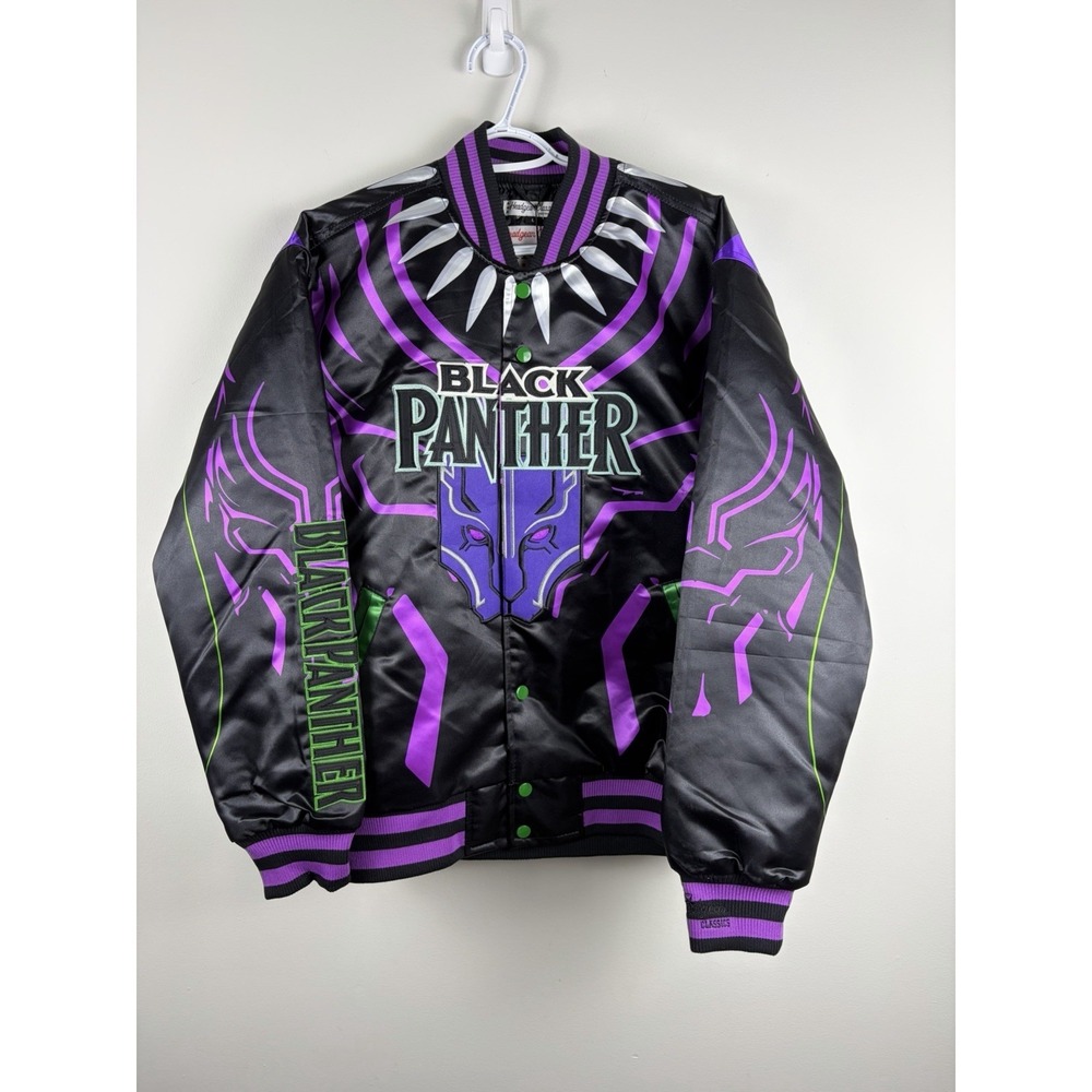Headgear Classics Black Panther Varsity Jacket Black/Purple/Green Men's L NWT